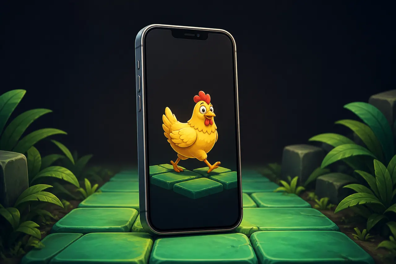 Lobby-wrapper phone, Chicken Road arches faintly on screen