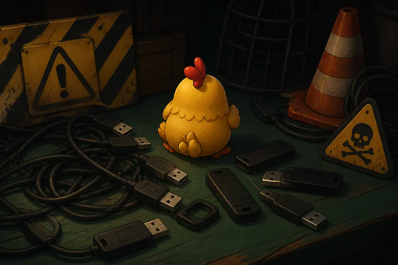 Broken gadget on the arch floor, hen stopped