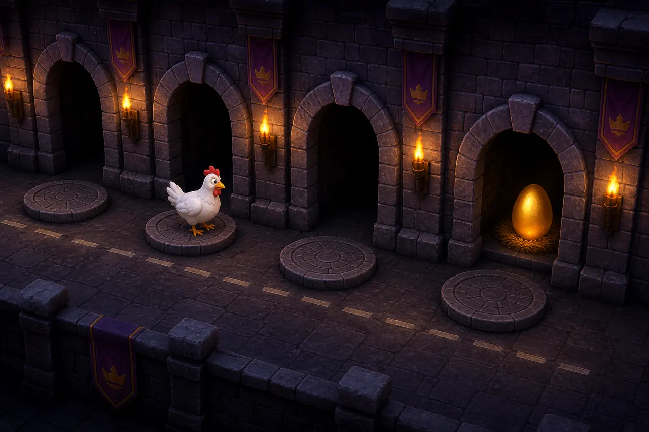 Hen on the Chicken Road board of arches