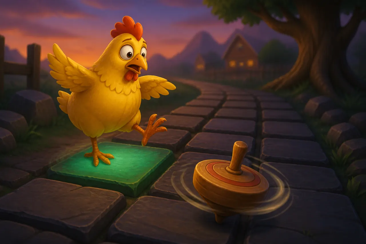 Hen at the first dark arch, egg not yet lit