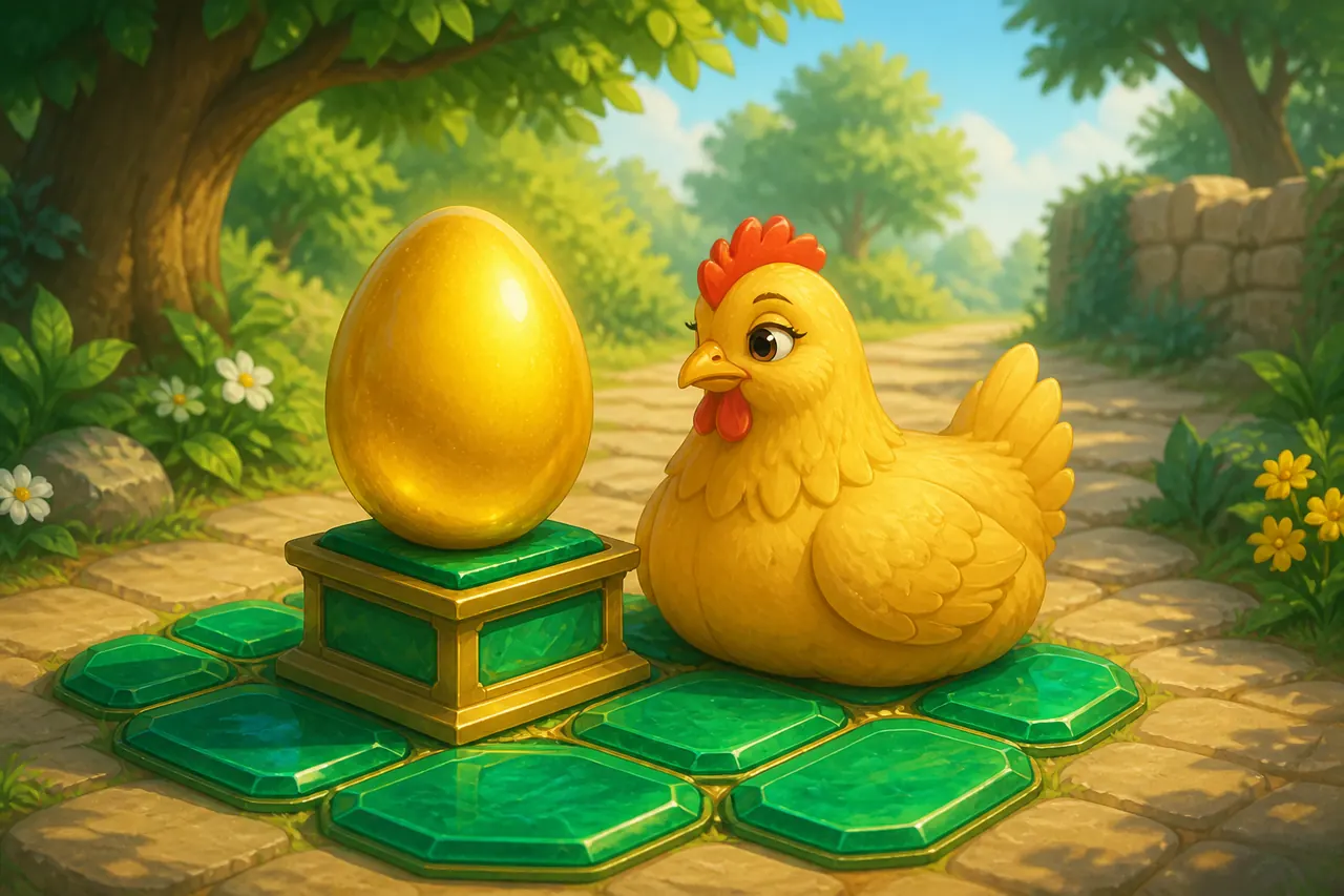 Quiet Chicken Road table, hen and egg, no printed figures