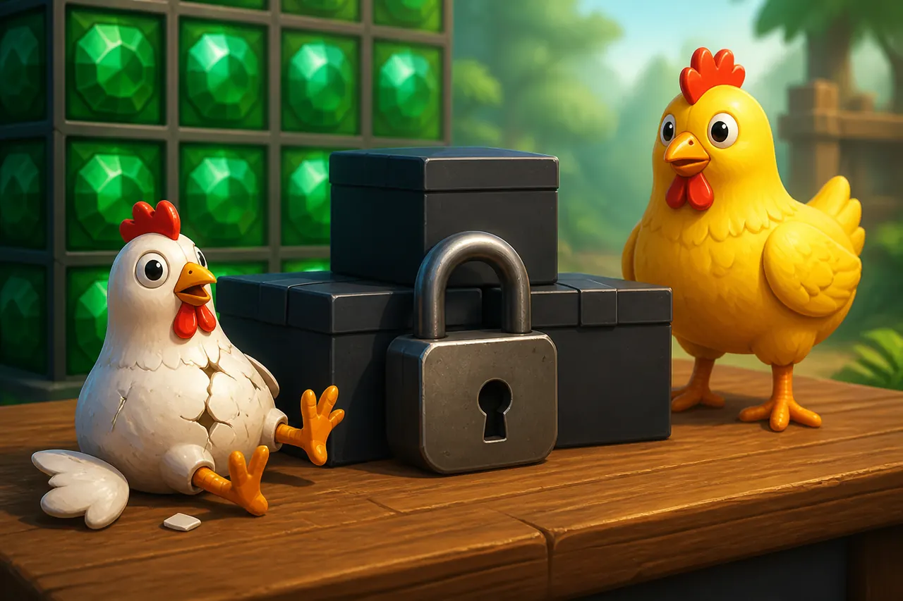 Padlock on a fake arch, the real hen on the other side