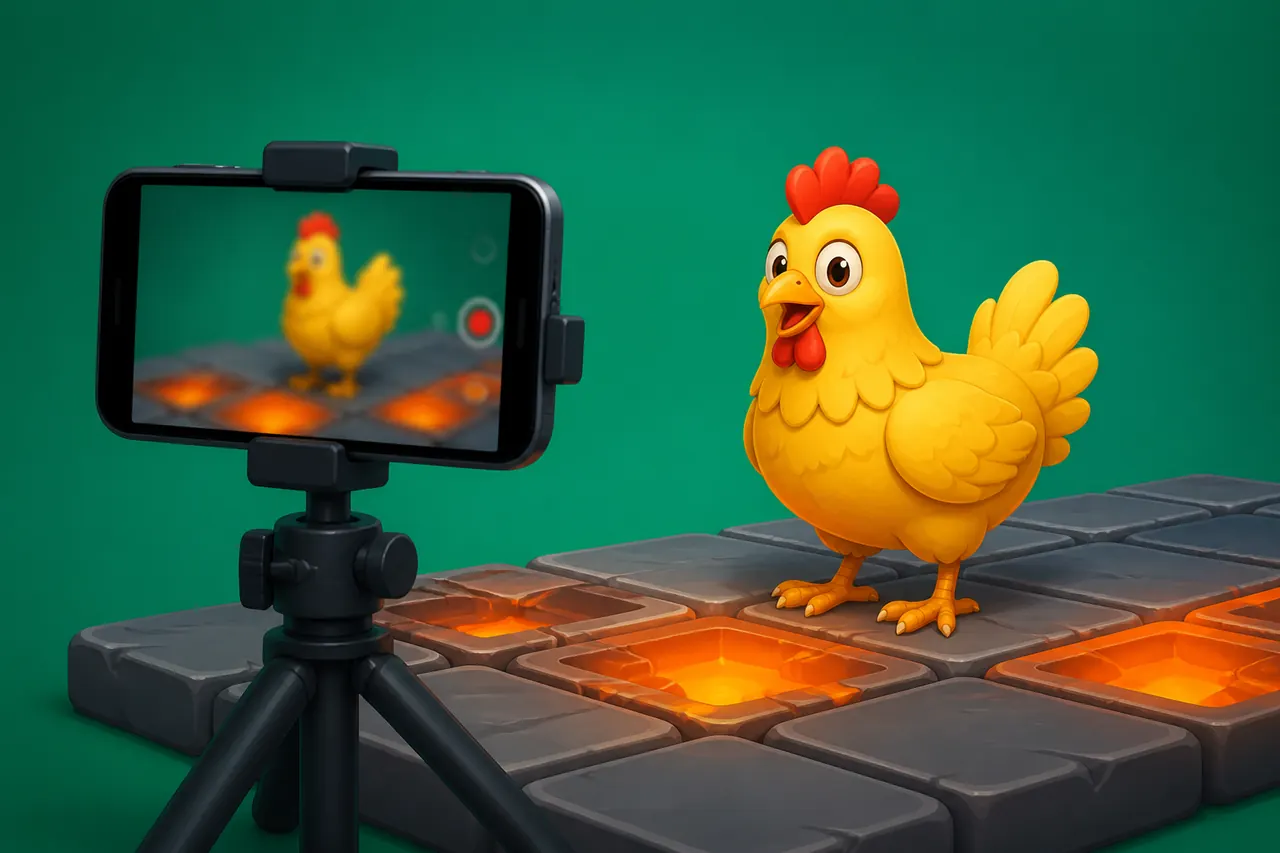Chicken Road still of hen and egg, not a fake HUD capture